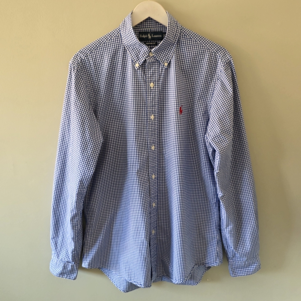 Ralph Lauren M Old Money Academia Preppy Office Gingham Button Down Dress Shirt